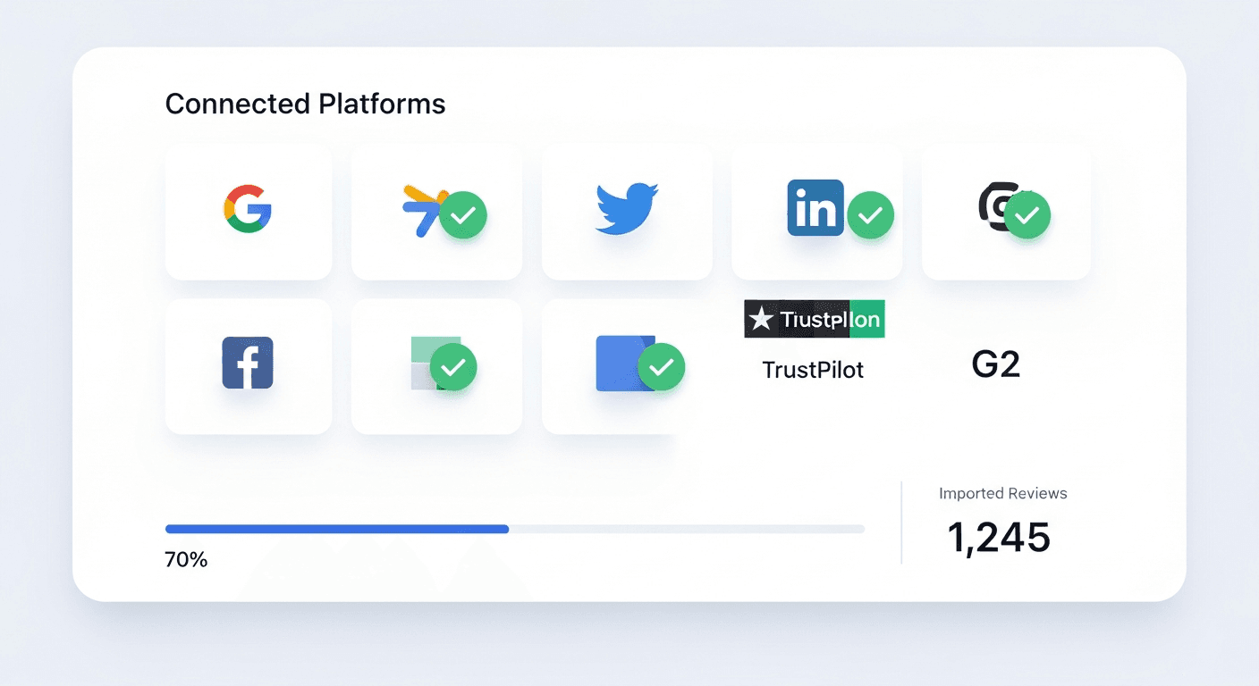 One-click testimonial import from 20+ platforms